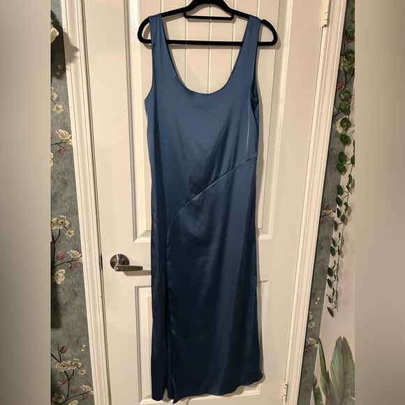 Zara blue satin maxi dress NWOT - Picture 3 of 4
